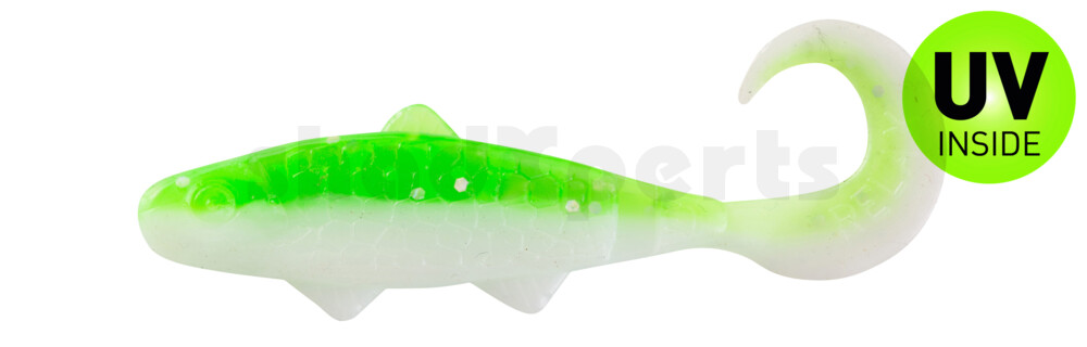 000905B125 Banjo Twister 2" (ca. 5,0 cm) reinweiss / grün-Glitter