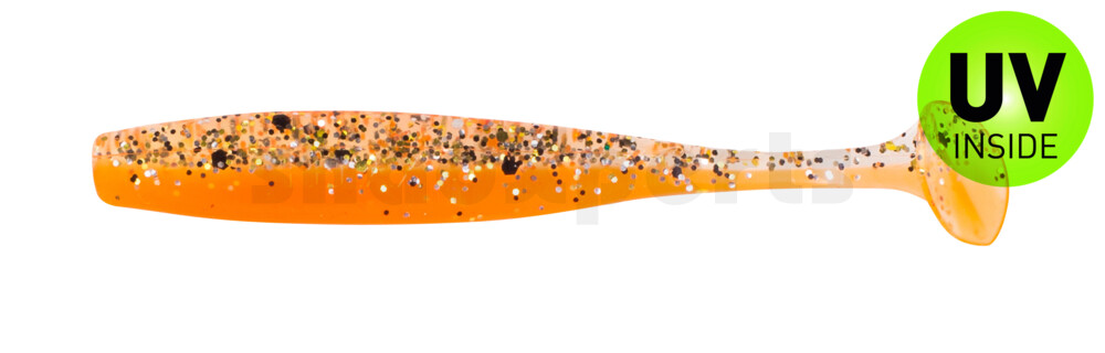 003407B032 Bass Shad 2,5" (ca. 7 cm) orange / klar gold,schwarz Glitter
