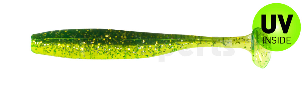 003407B054 Bass Shad 2,5" (ca. 7 cm) grün (chartreuse)-Glitter / motoroil Glitter