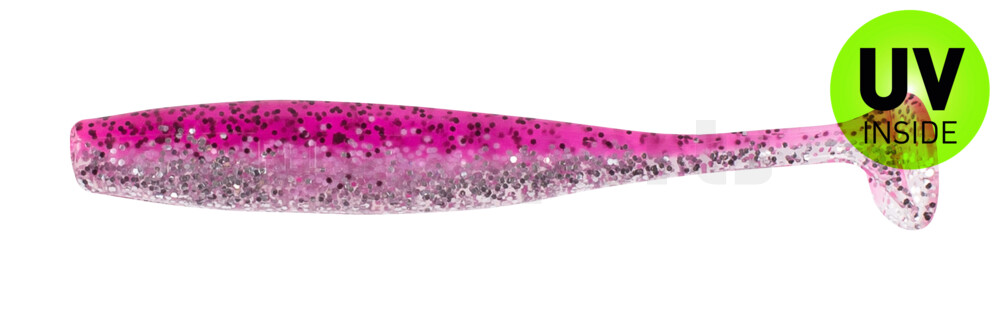 003407B315 Bass Shad 2,5" (ca. 7 cm) klar silber Glitter / hot pink Glitter