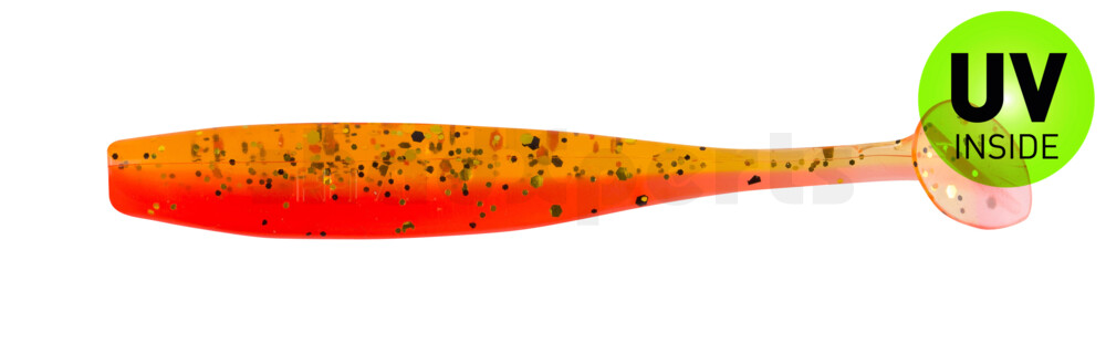 003407B318 Bass Shad 2,5" (ca. 7 cm) feuerrot / rootbeer Glitter