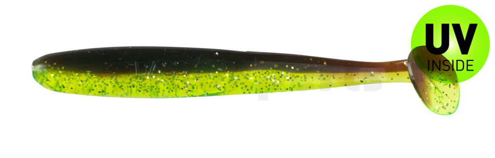 003413B054 Bass Shad 4,5“ (ca. 13 cm) grün (chartreuse)-Glitter / motoroil Glitter