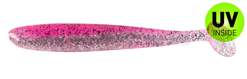 003408B315 Bass Shad 3“ (ca. 9 cm) klar silber Glitter / hot pink Glitter
