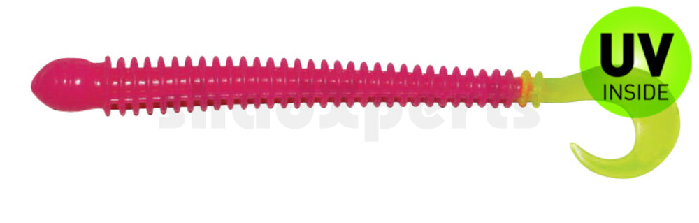 002511032 Drop Shot Ringer Worm 4" (ca. 10,5 cm) Bubblegum Chartreuse Tail