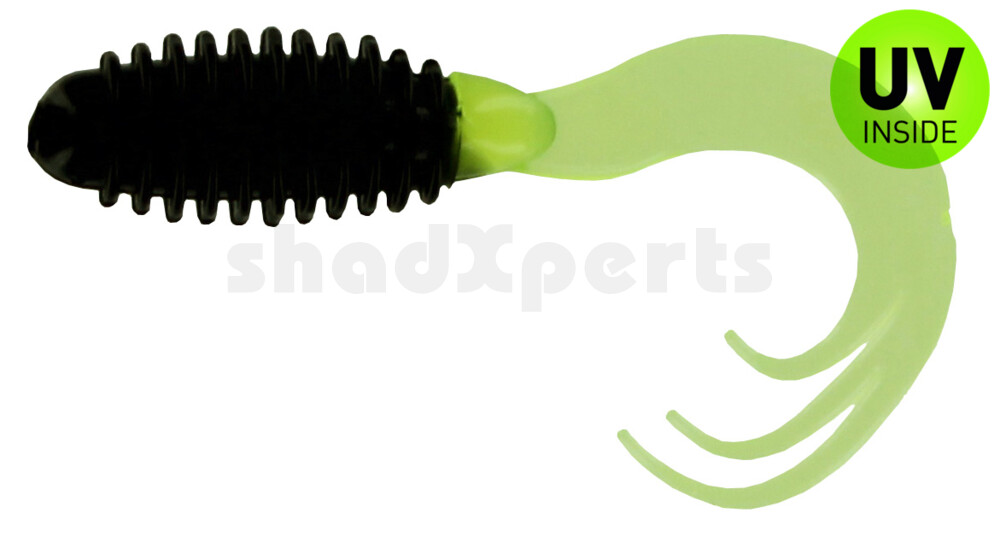 000605010 Ring Triple Grub 2"(ca. 4,7 cm) black Chartreuse Tail 000605010 Ring Triple Grub 2"(ca. 4,7 cm) black Chartreuse Tail
