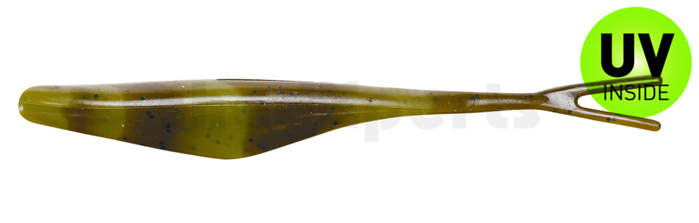 003113013 Split Tail Minnow 5" (ca. 13 cm) Green Pumkin/Chartreuse Swirl