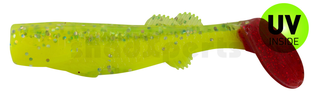 000708B034 California 3" (ca. 8,0 cm) fluogelb  / fluogrün-Glitter