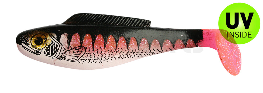 000412155Z Fin Ripper 5" (ca. 12,0 cm) hot pink Glitter  / Zander / Bauch: weiß