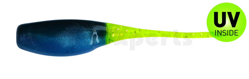 002405004 Stinger Shad 2" (5,2cm) blau-perleffekt / schwarz / chartreuse glitter tail