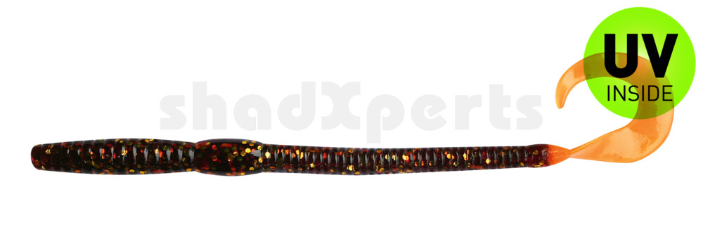 0021701 Ringgrub(Huchenzopftwister) 6" (ca. 16 cm) motoroil-glitter/orange Tail