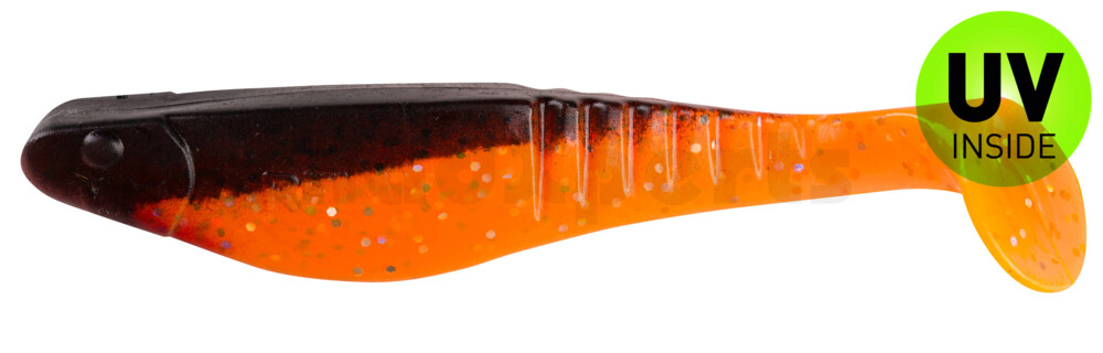 000812122 Shark 4" (ca. 11,0 cm) klar fluoorange-Glitter / schwarz