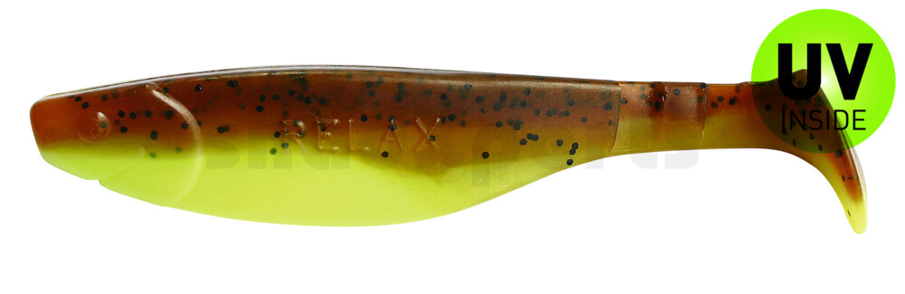 000214B110 Kopyto-River 5" (ca. 13,0 cm) fluogelb  / olivebraun-Glitter