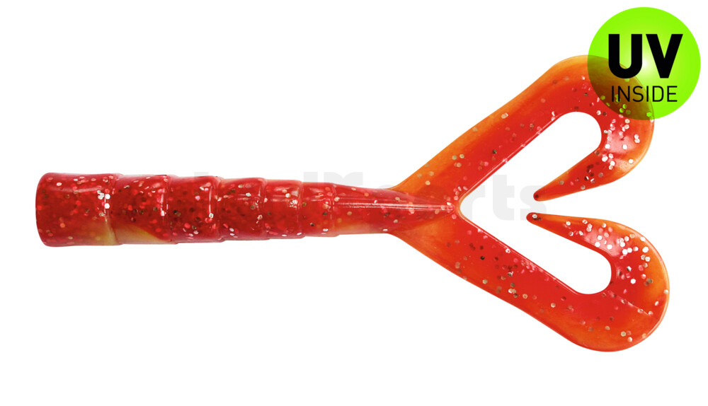000610DT-04 Big Twin Tail 4"(ca. 10cm) fluogelb- rot Glitter