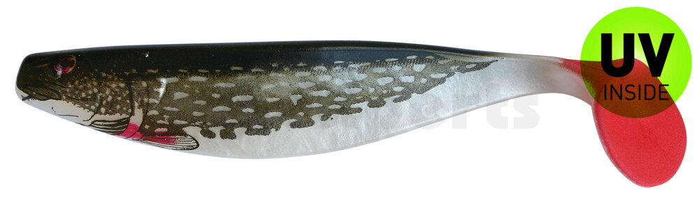 000416-007PIRT Xtra-Soft-Nature 6" (ca. 16,0 cm) perlweiss / Hecht (olive) / red tail