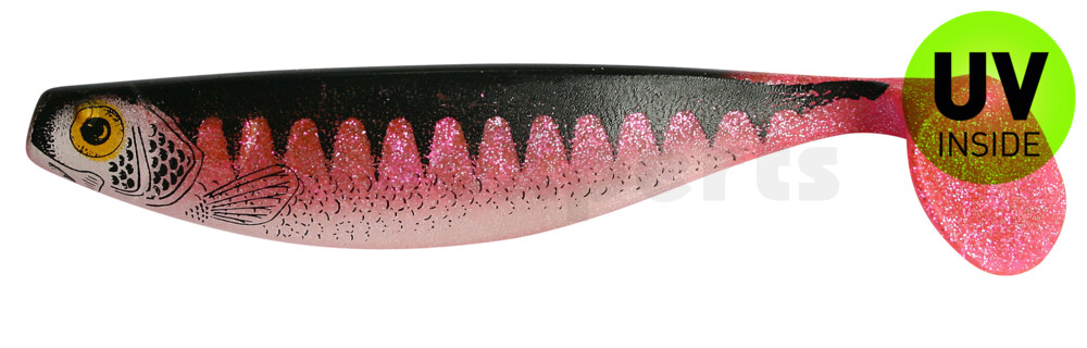 000416-155Z Xtra-Soft-Nature 6" (ca. 16,0 cm) hot pink Glitter  / Zander / Bauch: weiß