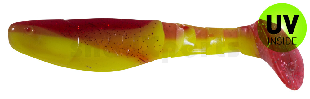 000208B177OT Kopyto-Classic 3" (ca. 8,0 cm) fluogelb / rot-rot Glitter orange tail