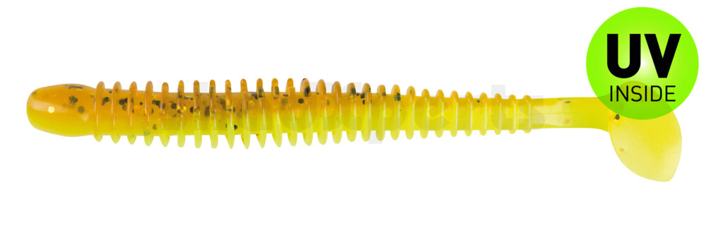 004010B110 Texas 4" (ca. 10 cm) fluogelb  / olivebraun-Glitter