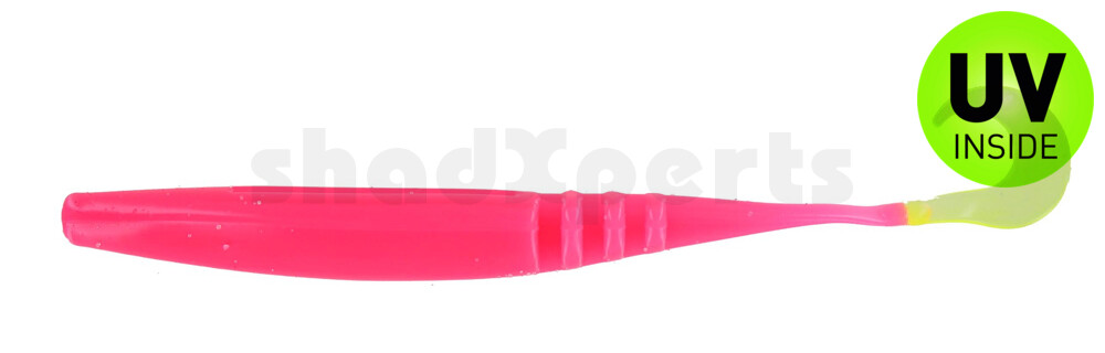 004609023 Jointed Jerk Minnow Curl Tail 3.75" (ca. 9 cm) Bubblegum/Chartreuse Tail