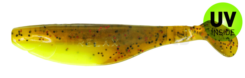 000212B110 Kopyto-River 4" (ca. 11,0 cm) fluogelb  / olivebraun-Glitter