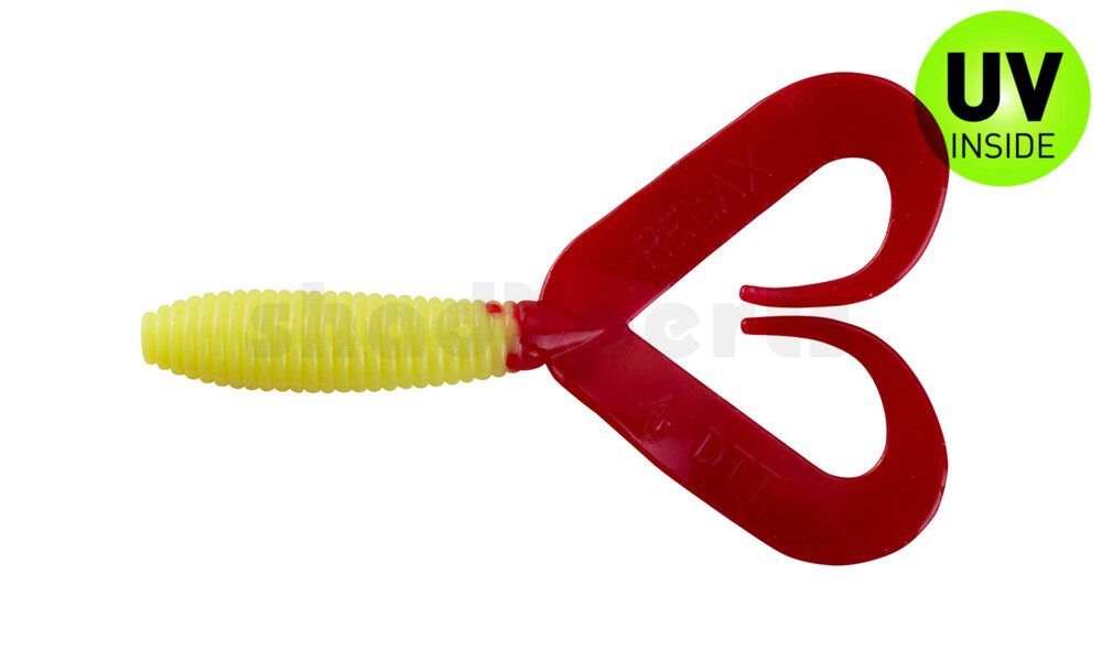 000607DT-097 Twister 3" Doubletail regulär (ca. 9,0 cm) fluogelb / red tail