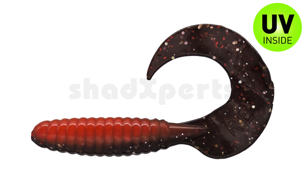 000508B317 Twister 4" laminiert (ca. 8,0 cm) feuerrot / schwarz rot-gold Glitter