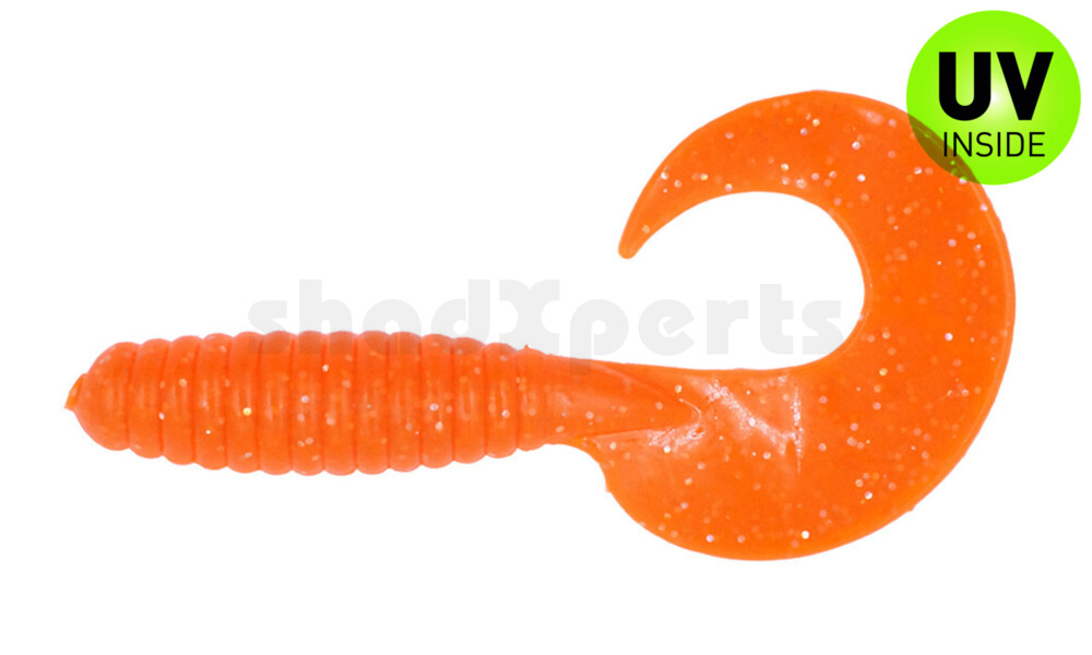 000613028 Xtra Fat Grub 5,5" regulär (ca. 13,0 cm) klar fluoorange Glitter