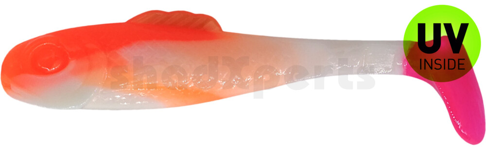 003308B199PT Super Shad 3" (ca. 8 cm) reinweiss / orange / Pink Tail