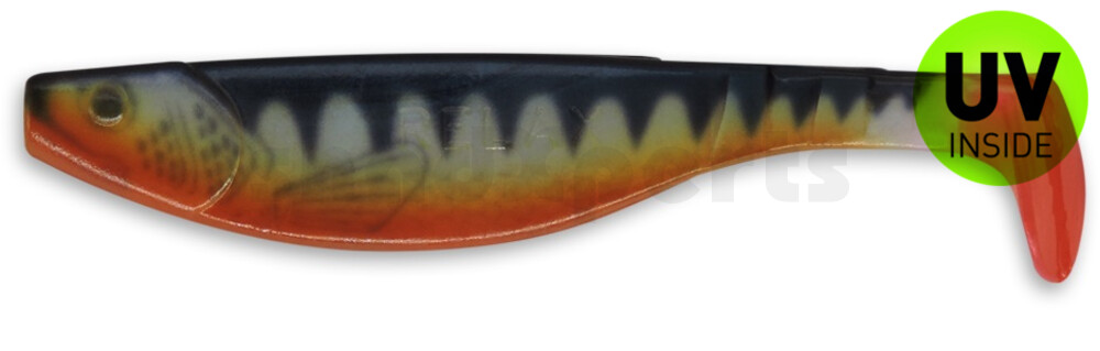 000216-019ZORT Kopyto-River 6" (ca. 16,0 cm) blauperl / Zander / Bauch: orange / Red Tail