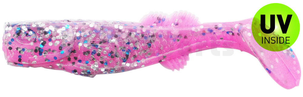 000708B300 California 3" (ca. 8,0 cm) bubblegum / klar silber Glitter