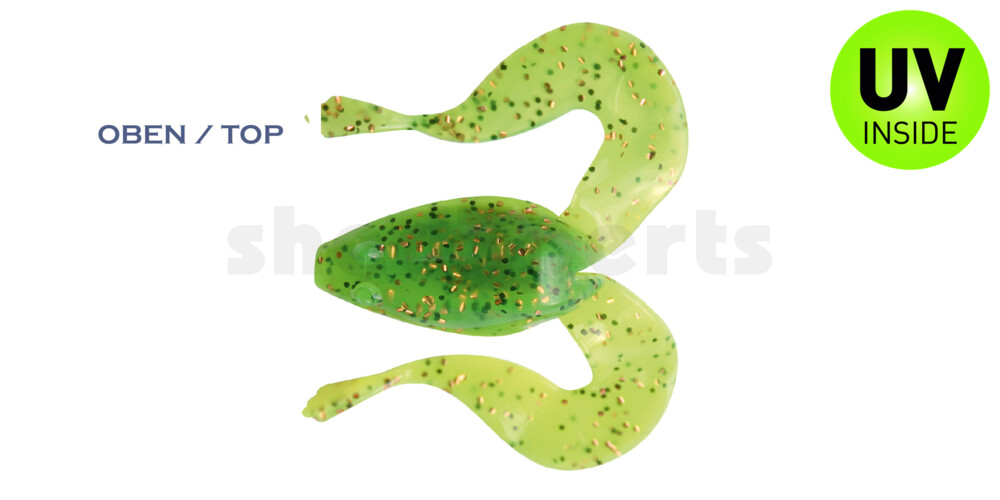 000311B002 Frog 3" (ca. 8,0 cm) fluogelb  / grün-Glitter