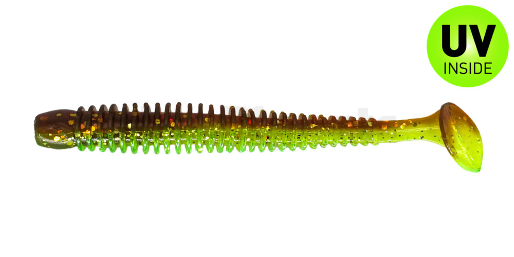 004010B054 Texas 4" (ca. 10 cm) grün (chartreuse)-Glitter / motoroil Glitter