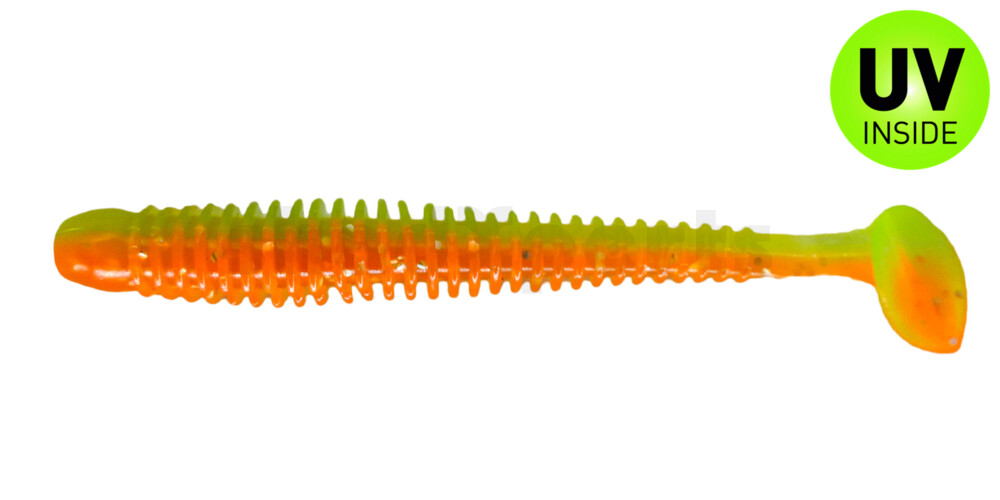 004010B141 Texas 4" (ca. 10 cm) orange-Glitter / fluogrün-Glitter