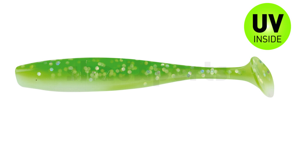 003408B125 Bass Shad 3“ (ca. 7,5 cm) reinweiss / grün-Glitter