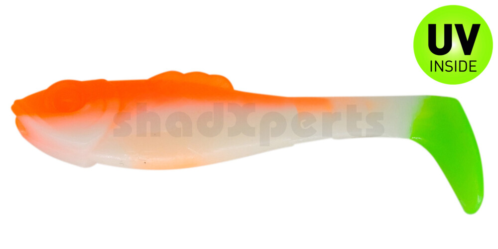 003308B199LT Super Shad 3" (ca. 8 cm) reinweiss / orange / lime tail