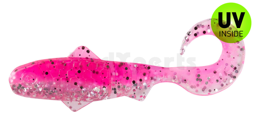 000908B315 Super Banjo 3" (ca. 7,5 cm) klar silber Glitter / hot pink Glitter