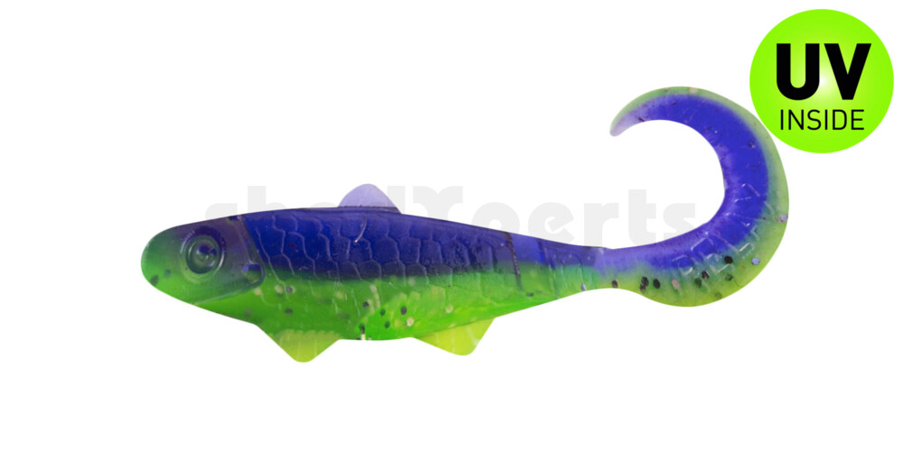 000905B113 Banjo Twister 2" (ca. 5,0 cm) grün (chartreuse)-Glitter / blau-violett Glitter