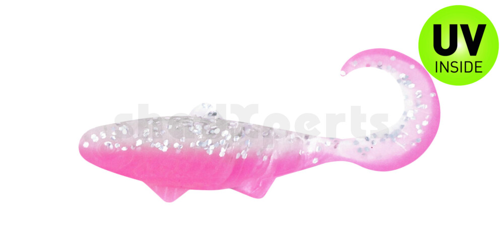 000905B300 Banjo Twister 2" (ca. 5,0 cm) bubblegum / klar silber Glitter