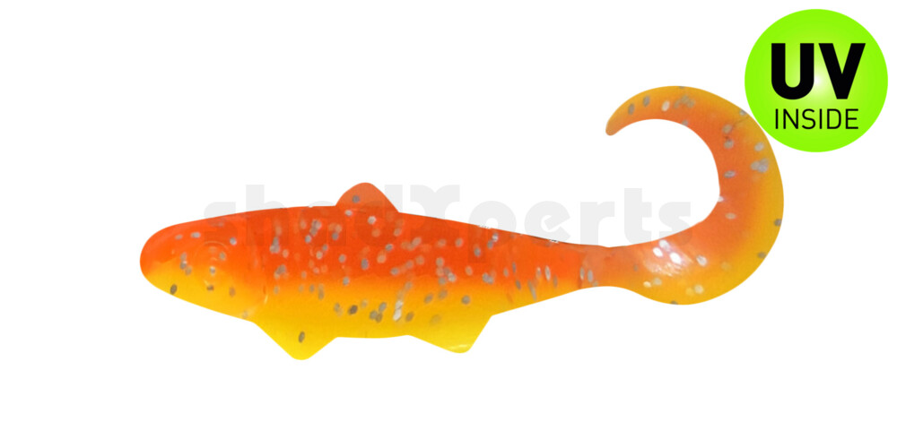 000905B033 Banjo Twister 2" (ca. 5,0 cm) fluogelb  / orange-silber Glitter