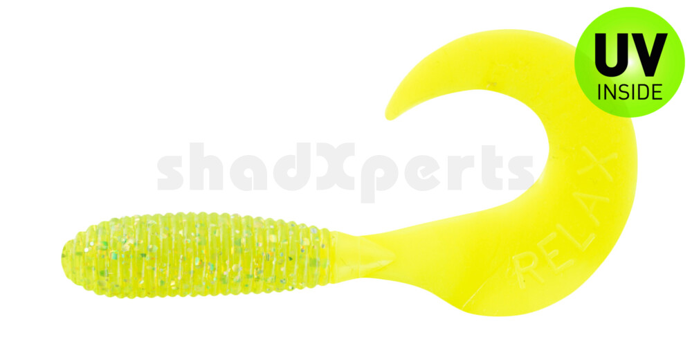 000607083 Twister 3" regulär (ca. 7,0 cm) grün(chartreuse) glitter / fire tail