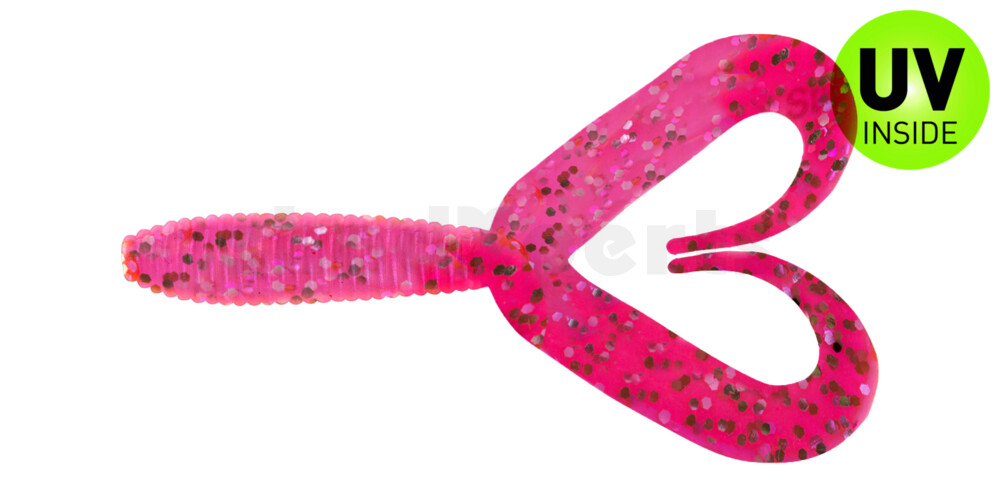000607DT-042 Twister 3" Doubletail regulär (ca. 9,0 cm) hot pink glitter