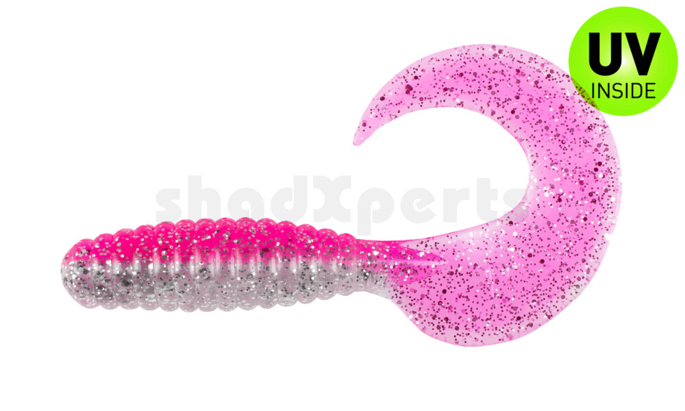 000513B315 Xtra Fat Grub 5,5" laminiert (ca. 13,0 cm) klar silber Glitter / hot pink Glitter