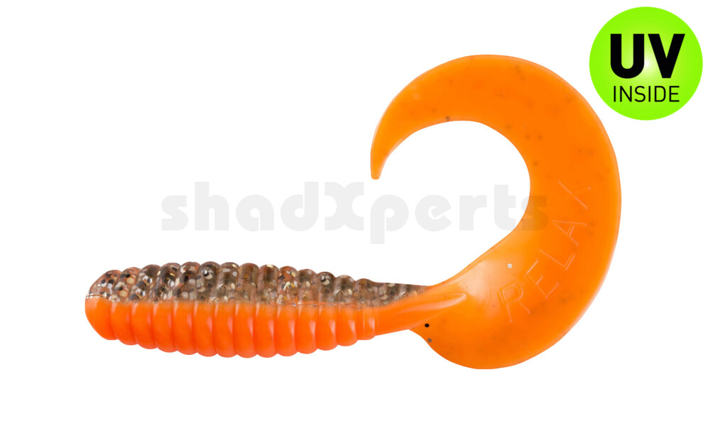 000513B032 Xtra Fat Grub 5,5" laminiert (ca. 13,0 cm) orange / klar gold,schwarz glitter