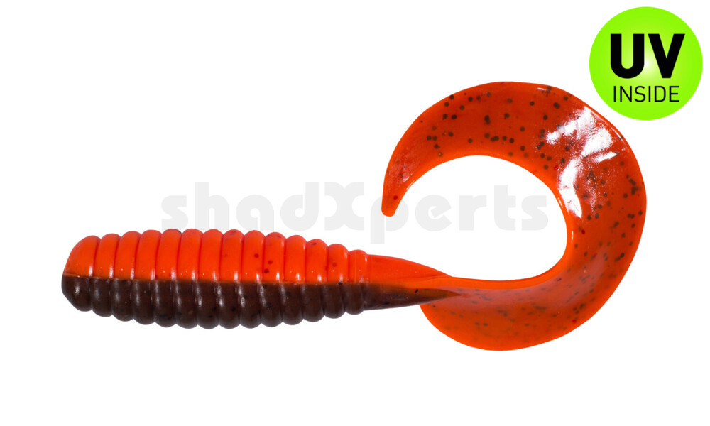 000513B068 Xtra Fat Grub 5,5" laminiert (ca. 13,0 cm) orange-Glitter / olivebraun-Glitter