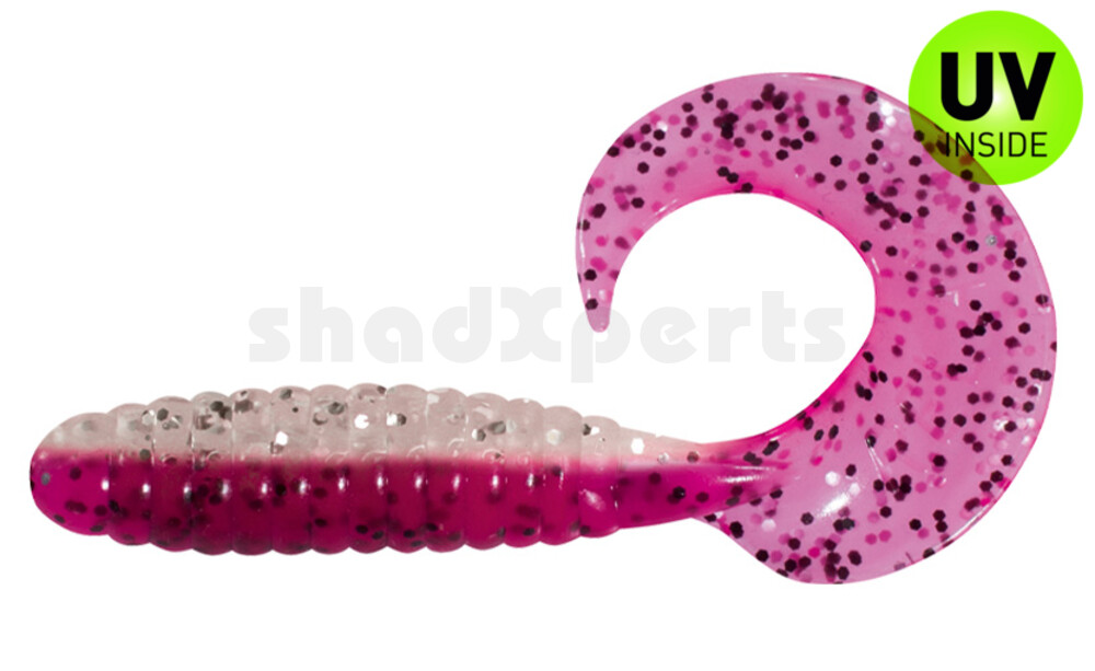 000508B315 Twister 4" laminiert (ca. 8,0 cm) klar silber Glitter / hot pink Glitter
