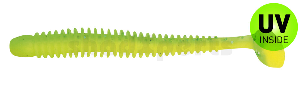 004010B034 Texas 4" (ca. 10 cm) fluogelb  / fluogrün-Glitter