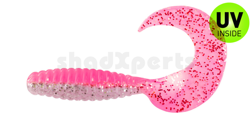 000513B300 Xtra Fat Grub 5,5" laminiert (ca. 13,0 cm) bubblegum/ klar silber glitter